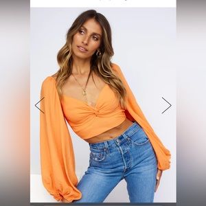 Twisted Hearts Orange Crop Top
